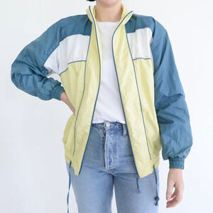 Vintage R & R Sport Blue And  Yellow Zip Up Windbreaker Running Jacket S
